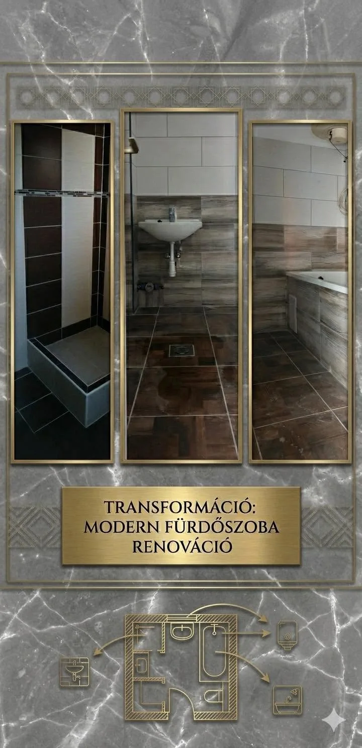 Fürdőszoba felújítás - szürke márvány stílus